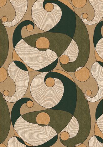 Mirin Deep Olive Modern Times Collection Area Rug