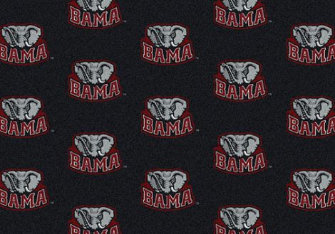 Alabama College Repeating Black Bama Rug