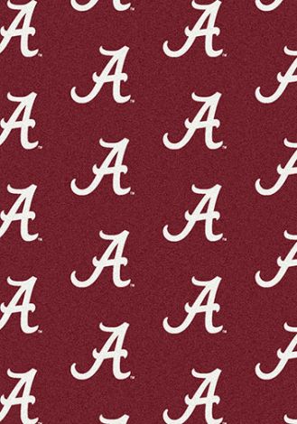 Alabama College Repeating Red logo Rug