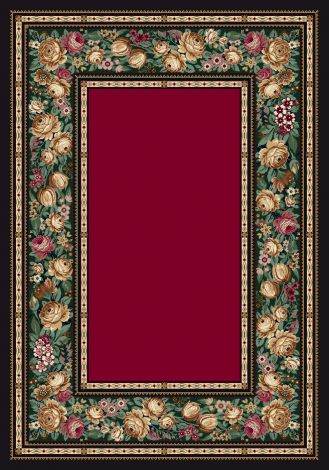 English Floral Ruby Innovations Collection Area Rug