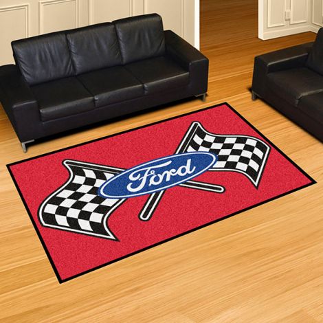 Ford Flags Red Ford 5x8 Plush Rug