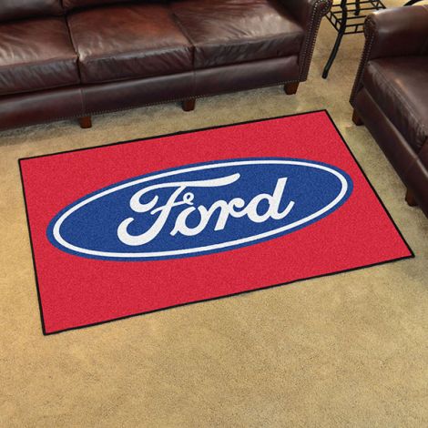 Ford Oval Red Ford 4x6 Plush Rug