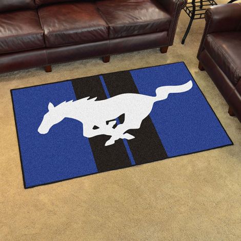 Mustang Horse Blue Ford 4x6 Plush Rug