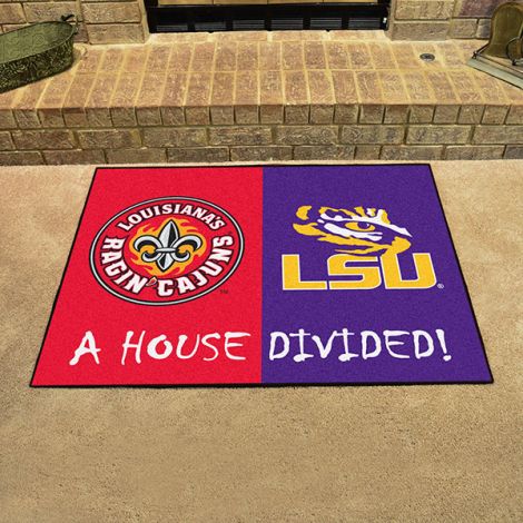 House Divided - Louisiana Lafayette - LSU Collegiate House Divided Mat