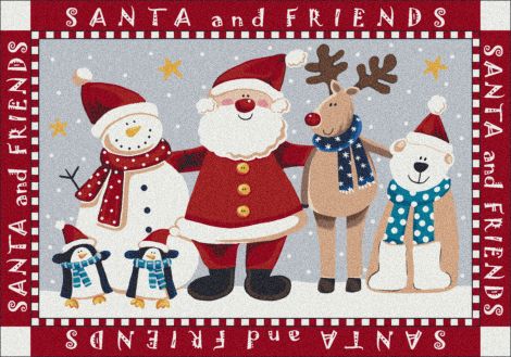 Santa & Friends Indian Red Holiday Collection Area Rug
