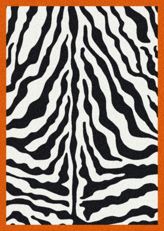 Zebra Glam Tangerine Black & White Collection Area Rug